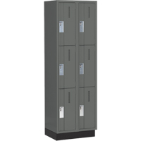 Concorde Heavy-Duty Lockers, 3 -tier, Bank of 2, 24" x 18" x 76", Steel, Charcoal, Welded (Assembled) Ottawa Fastener Supply