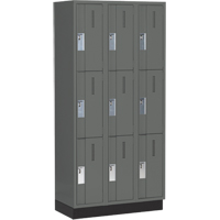 Concorde Heavy-Duty Lockers, 3 -tier, Bank of 3, 36" x 18" x 76", Steel, Charcoal, Welded (Assembled) Ottawa Fastener Supply