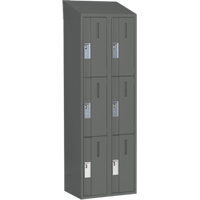Concorde Heavy-Duty Lockers, 3 -tier, Bank of 2, 24" x 18" x 78", Steel, Charcoal, Welded (Assembled) Ottawa Fastener Supply