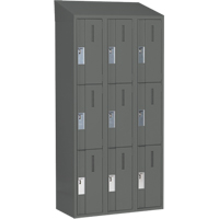 Concorde Heavy-Duty Lockers, 3 -tier, Bank of 3, 36" x 18" x 78", Steel, Charcoal, Welded (Assembled) Ottawa Fastener Supply