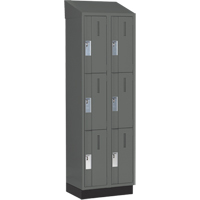 Concorde Heavy-Duty Lockers, 3 -tier, Bank of 2, 24" x 18" x 82", Steel, Charcoal, Welded (Assembled) Ottawa Fastener Supply