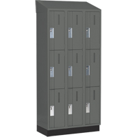 Concorde Heavy-Duty Lockers, 3 -tier, Bank of 3, 36" x 18" x 82", Steel, Charcoal, Welded (Assembled) Ottawa Fastener Supply