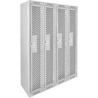 Clean Line Lockers, Bank of 4, 48" x 15" x 72", Steel, Grey, Rivet (Assembled), Perforated Ottawa Fastener Supply