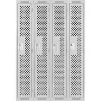 Clean Line Lockers, Bank of 4, 48" x 15" x 72", Steel, Grey, Rivet (Assembled), Perforated Ottawa Fastener Supply