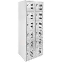 Clean-Line Perforated Lockerette, 6 -tier, Bank of 2, 15" x 72" x 12", Steel Ottawa Fastener Supply