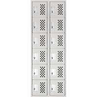Clean-Line Perforated Lockerette, 6 -tier, Bank of 2, 15" x 72" x 12", Steel Ottawa Fastener Supply