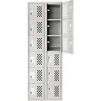 Clean-Line Perforated Lockerette, 6 -tier, Bank of 2, 15" x 72" x 12", Steel Ottawa Fastener Supply