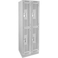 Clean Line Lockers, 2 -tier, Bank of 2, 24" x 18" x 76", Steel, Grey, Rivet (Assembled), Perforated Ottawa Fastener Supply