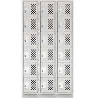 Assembled Lockerettes Clean Line Perforated Economy Lockers, 6 -tier, Bank of 3, 18" x 72" x 12", Steel Ottawa Fastener Supply