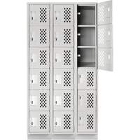 Assembled Lockerettes Clean Line Perforated Economy Lockers, 6 -tier, Bank of 3, 18" x 72" x 12", Steel Ottawa Fastener Supply