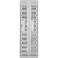 Clean Line Lockers, Bank of 2, 24" x 12" x 82", Steel, Grey, Rivet (Assembled), Perforated Ottawa Fastener Supply