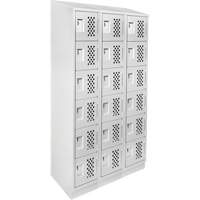 Clean-Line Perforated Lockerette, 6 -tier, Bank of 3, 12" x 72" x 12", Steel Ottawa Fastener Supply