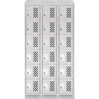 Clean-Line Perforated Lockerette, 6 -tier, Bank of 3, 12" x 72" x 12", Steel Ottawa Fastener Supply