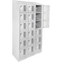 Clean-Line Perforated Lockerette, 6 -tier, Bank of 3, 12" x 72" x 12", Steel Ottawa Fastener Supply