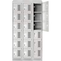 Clean-Line Perforated Lockerette, 6 -tier, Bank of 3, 12" x 72" x 12", Steel Ottawa Fastener Supply