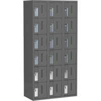 Concorde Heavy-Duty Lockers, 6 -tier, Bank of 3, 36" x 18" x 72", Steel, Charcoal, Welded (Assembled) Ottawa Fastener Supply