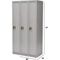 Lockers, Bank of 3, 36" x 18" x 72", Steel, Grey, Knocked Down Ottawa Fastener Supply