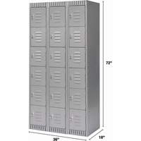 Lockers, 6 -tier, Bank of 3, 36" x 18" x 72", Steel, Grey, Knocked Down Ottawa Fastener Supply