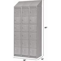 Lockers, 6 -tier, Bank of 3, 36" x 18" x 82", Steel, Grey, Knocked Down Ottawa Fastener Supply