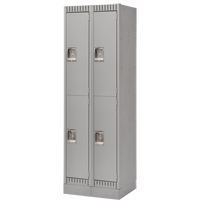 Lockers, 2 -tier, Bank of 2, 24" x 18" x 76", Steel, Grey, Knocked Down Ottawa Fastener Supply