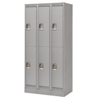 Lockers, 2 -tier, Bank of 3, 36" x 18" x 76", Steel, Grey, Knocked Down Ottawa Fastener Supply