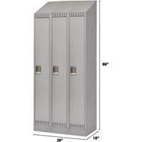 Lockers, Bank of 3, 36" x 18" x 86", Steel, Grey, Knocked Down Ottawa Fastener Supply