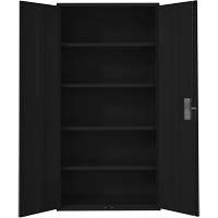 Hi-Boy Storage Cabinet, Steel, 4 Shelves, 72" H x 36" W x 18" D, Black Ottawa Fastener Supply
