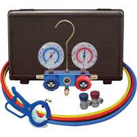 Automotive Manifold Gauge Set with Manual Couplers & 3-in-1 Side Mount Can Tap Valve Ottawa Fastener Supply