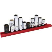 Chrome Finish Socket Set with Rail, 10 Pieces, 1/4"/3/8" Drive Size Ottawa Fastener Supply