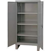 Extra Heavy-Duty Cabinet, Steel, 3 Shelves, 66" H x 36" W x 24" D, Grey Ottawa Fastener Supply