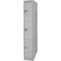 Lockers, 3 -tier, 12" x 18" x 72", Steel, Grey, Knocked Down FN472 | Ottawa Fastener Supply