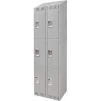 Lockers, 3 -tier, Bank of 2, 24" x 18" x 82", Steel, Grey, Knocked Down Ottawa Fastener Supply