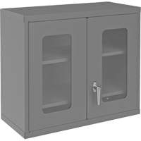 Wall-Mountable Storage Cabinet with Clearview Doors, 26-15/16" H x 29-7/8" W x 13-11/16" D, 2 Shelves, Steel, Grey Ottawa Fastener Supply