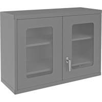 Wall-Mountable Storage Cabinet with Clearview Doors, 26-15/16" H x 35-7/8" W x 13-11/16" D, 2 Shelves, Steel, Grey Ottawa Fastener Supply