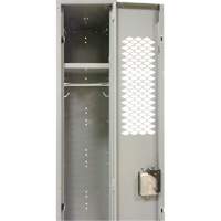Vented Lockers, Bank of 3, 36 x 18" x 88", Steel, Grey, Knocked Down, Perforated Ottawa Fastener Supply