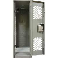 Vented Lockers, 2 -tier, Bank of 3, 36 x 18" x 88", Steel, Grey, Knocked Down, Perforated Ottawa Fastener Supply