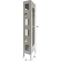 Vented Lockers, 2 -tier, 12" x 18" x 78", Steel, Grey, Knocked Down, Perforated Ottawa Fastener Supply