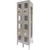 Vented Lockers, 2 -tier, Bank of 2, 24" x 18" x 78", Steel, Grey, Knocked Down, Perforated Ottawa Fastener Supply