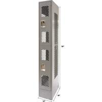 Vented Lockers, 2 -tier, 12" x 18" x 78", Steel, Grey, Knocked Down, Perforated Ottawa Fastener Supply