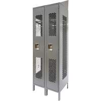 Vented Lockers, Bank of 2, 24" x 18" x 88", Steel, Grey, Knocked Down, Perforated Ottawa Fastener Supply