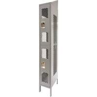 Vented Lockers, 2 -tier, 12" x 18" x 88", Steel, Grey, Knocked Down, Perforated Ottawa Fastener Supply