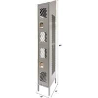 Vented Lockers, 2 -tier, 12" x 18" x 88", Steel, Grey, Knocked Down, Perforated Ottawa Fastener Supply
