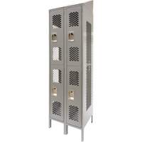 Vented Lockers, 2 -tier, Bank of 2, 24" x 18" x 88", Steel, Grey, Knocked Down, Perforated Ottawa Fastener Supply
