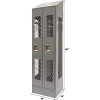 Vented Lockers, Bank of 2, 24" x 18" x 88", Steel, Grey, Knocked Down, Perforated Ottawa Fastener Supply