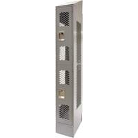 Vented Lockers, 2 -tier, 12" x 18" x 88", Steel, Grey, Knocked Down, Perforated Ottawa Fastener Supply
