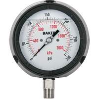 Pressure Gauge, 4-1/2" , 0 - 15 psi/0 - 100 kPa, Bottom Mount, Liquid Filled Analogue Ottawa Fastener Supply