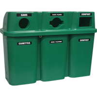 Contenants de recyclage Bullseye, Bord de rue, Plastique, 3 x 22 gal. US Ottawa Fastener Supply