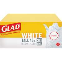 Tall 45L Unscented Garbage Bags, Regular, 24" W x 28" L, White Ottawa Fastener Supply