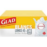 Tall 45L Unscented Garbage Bags, Regular, 24" W x 28" L, White Ottawa Fastener Supply