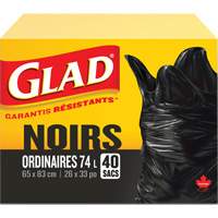 74L Garbage Bags, Regular, 26" W x 33" L, Black, Open Top JP297 | Ottawa Fastener Supply